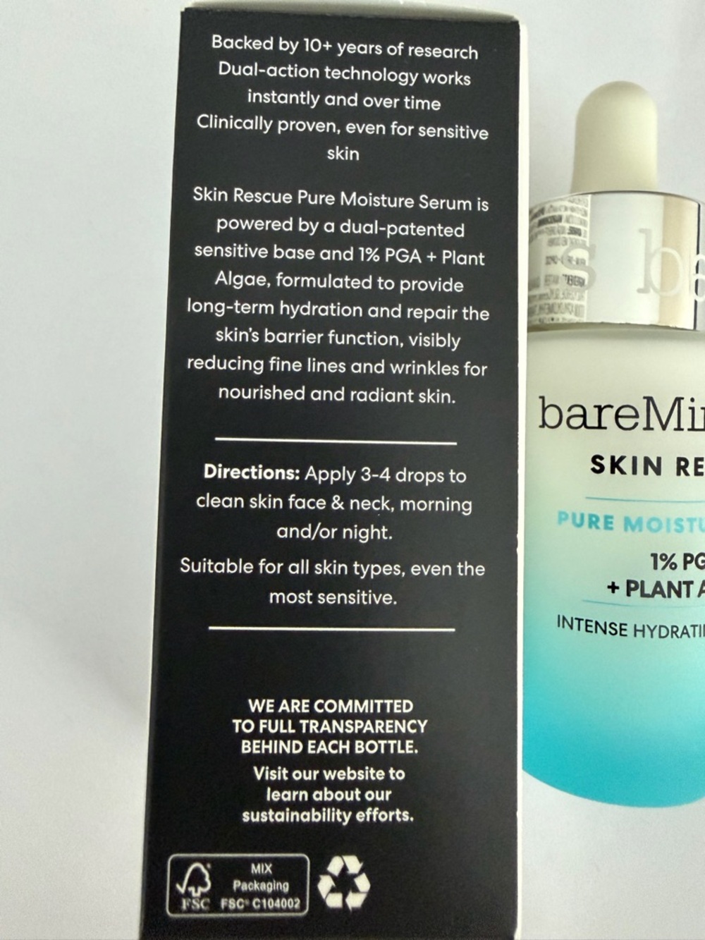 bareMinerals Skin Rescue Pure Moisture Serum 1oz Hydrating booster full size NEW - Picture 2 of 4